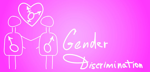 Illustration of two men and Inter sex symbol with handwritten text
