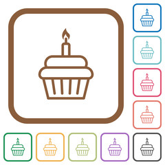 Birthday cupcake simple icons