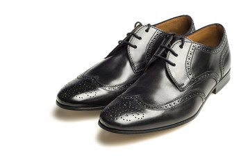 new black hobre shoes on white background, elegant