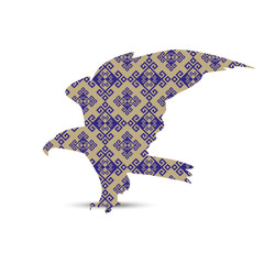 Silhouette of eagle with antique greek style background .