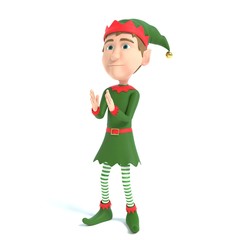 3d illustration of a Christmas Elf clapping hands
