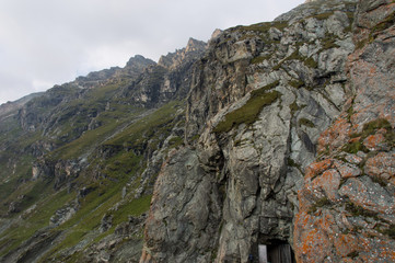 The scenery view in the Austrian Alps and the famous glacier Pasterze in the evening, august