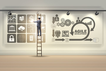 Businessman in agile software development concept