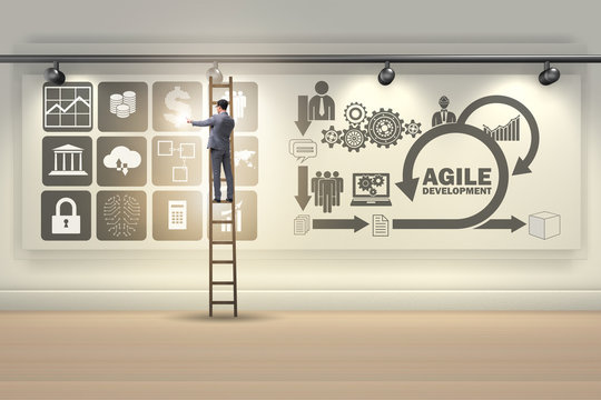 Businessman in agile software development concept