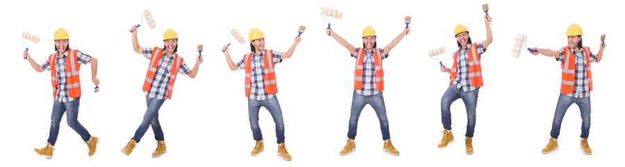 Funny painter isolated on white