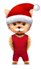 Funny Dog Santa with moustache . Christmas concept
