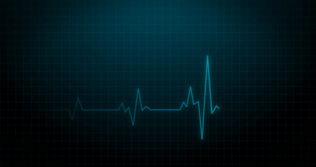 Naklejka na ściany i meble EKG Heartbeat on Monitor Recording of Pulse - Blue Healthcare 3D Rendered Illustration