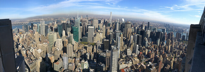 Panoramic Bird eye view of New York City, Manhattan, USA