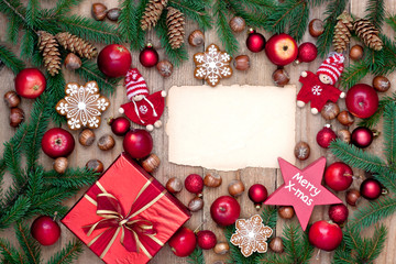 Christmas gift card with holiday composition