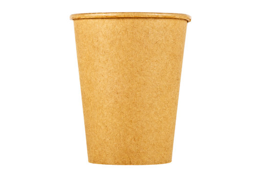 Coffee cup in brown craft isolated on a white background