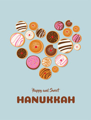 Hanukkah dougnut , Jewish holiday symbol. sweet traditional bake