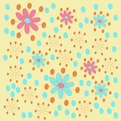 Stylized flowers  pattern,ellipses. Hand drawn.