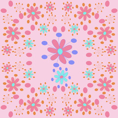 Stylized flowers  pattern,ellipses. Hand drawn.