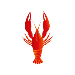 Lobster vector flat illustration isolated on white background. Fresh seafood icon.