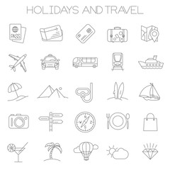 Holidays and travel icons