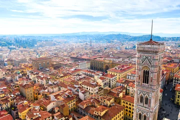 Poster panoramisch uitzicht op de middeleeuwse stad florence, italië © jon_chica