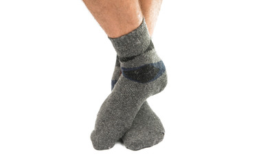socks on the legs of a man isolated