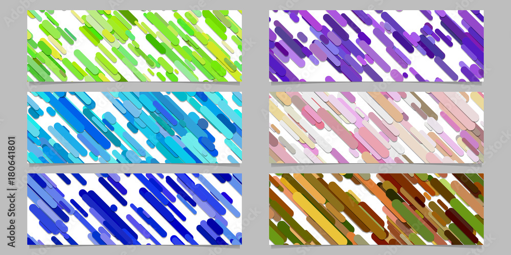 Poster modern random diagonal stripe pattern banner background design set - horizontal rectangle vector gra