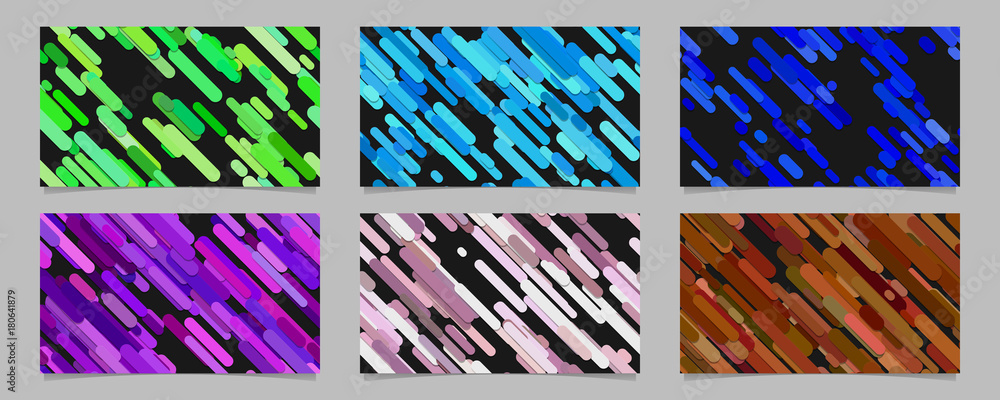 Poster geometrical seamless chaotic rounded diagonal stripe pattern card background set - vector stationery