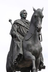 Fototapeta na wymiar Statue of King John of Saxony (Konig Johann I. von Sachsen) at Theaterplatz in Dresden, 