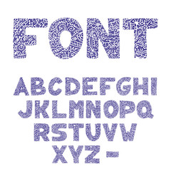 Vector Hand Drawn Alphabet with Vintage letters on white background. Decorative Font for accentuation, Ink Letters, abc