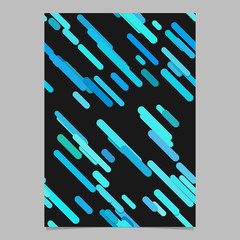 Seamless modern chaotic rounded diagonal stripe pattern brochure design template - vector stationery background graphic from stripes in light blue tones on black background