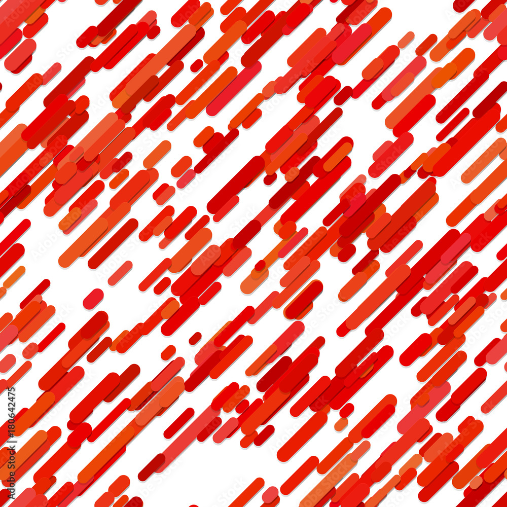 Poster modern seamless chaotic diagonal stripe pattern background - trendy vector graphic from red rounded 
