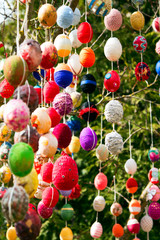 Fototapeta na wymiar Easter decoration from colorful eggs