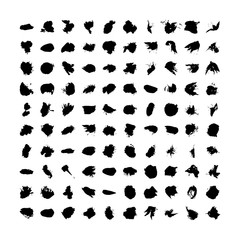 black vector brush strokes of paint on white background, smear of paint