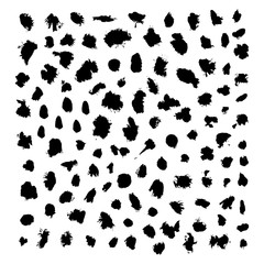 black vector brush strokes of paint on white background