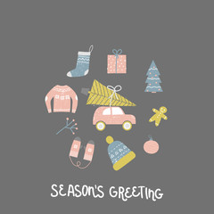 Season’s Greeting Card, vector illustration - 180643824