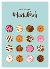 Hanukkah doughnut , Jewish holiday symbol. sweet traditional bake