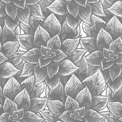 Nice seamless texture with watercolor leaves. Repeating background. Tiled pattern. Light gray theme.