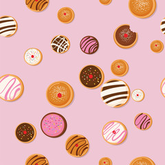 Hanukkah doughnut, Jewish holiday symbol. sweet traditional bake. seamless pattern
