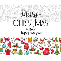 Merry Christmas holidays seamless border with
