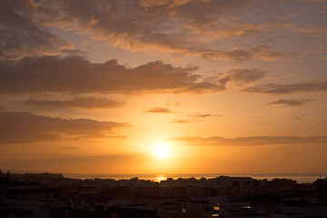 Dawn. Beautiful sea and sky. Costa del Sol, Andalusia, Spain.