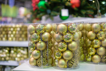 Christmas holidays wallpaper variety of decoration on sale. Balls decoration