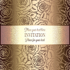 Abstract background with rosesand vintage frame