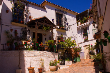Fototapeta na wymiar Street. Beautiful Spanish street. Costa del Sol, Andalusia, Spain.
