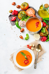 Tomato pepper soup gazpacho with garlic