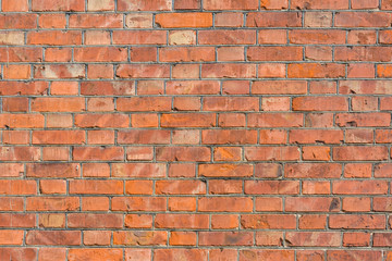 Texture of the red brick wall as a background