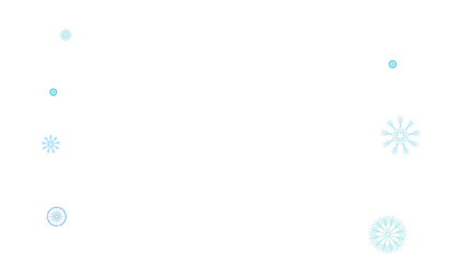 Snowflakes Confetti. Christmas or New Year Festive Celebration Background. Flying or Falling Blue Snowflakes Confetti on White Falling Snow Background, Winter Mood, Frost Ice Weather. Cold Snow Frame