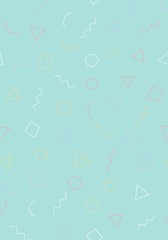 Memphis seamless geometric pattern with light background with different shapes. Trendy memphis style. Vector repeating texture.