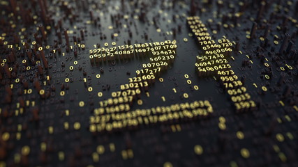 Polish zloty PLN sign made of golden numbers. 3D rendering - obrazy, fototapety, plakaty
