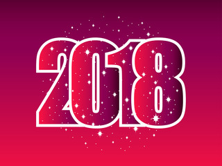 Happy New Year 2018. Numbers with snowflakes. Christmas background. Vector illustration