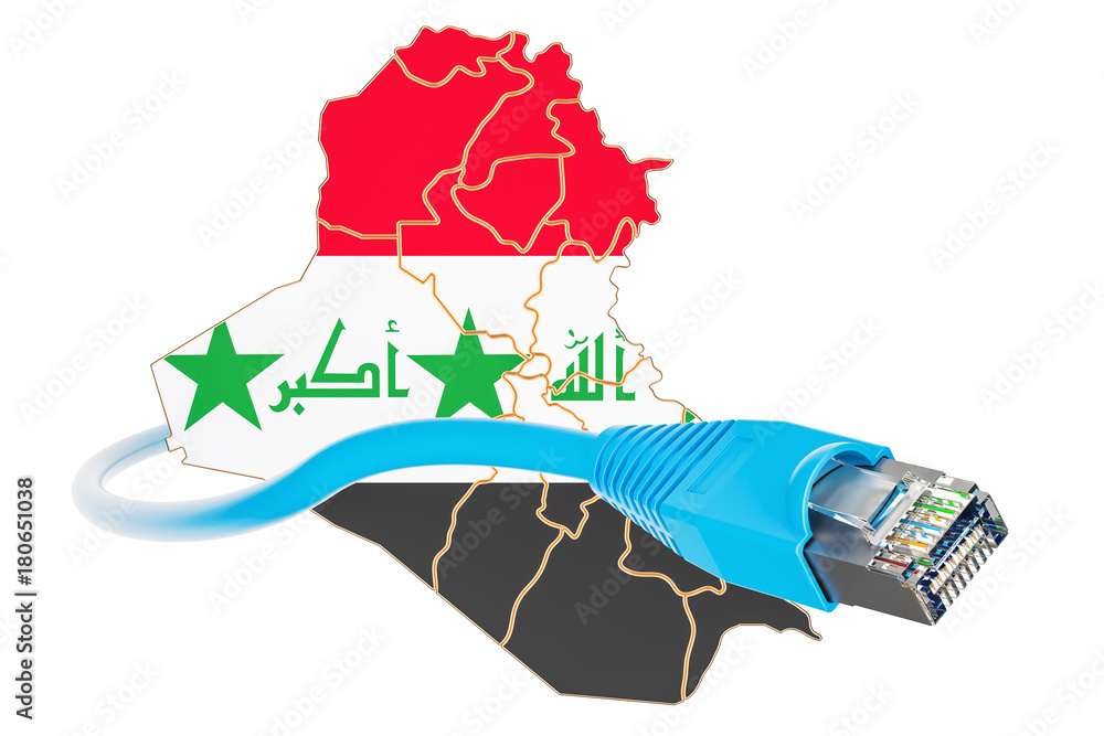 Poster internet connection in iraq concept. 3d rendering