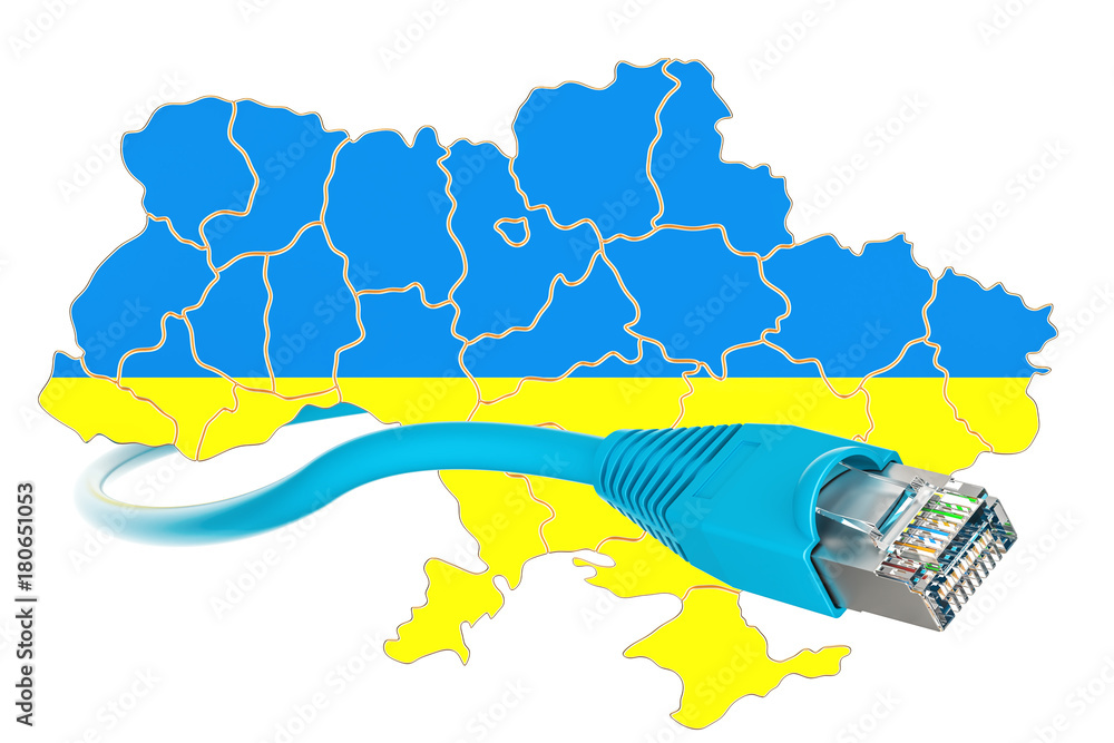 Poster internet connection in ukraine concept. 3d rendering