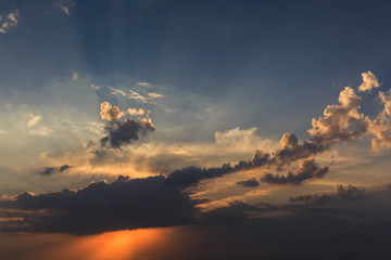 Abstract nature background. Dramatic and moody dawn, cloudy sunset sky