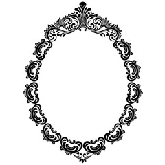 Vintage oval graphical frame in antique style. Vector.