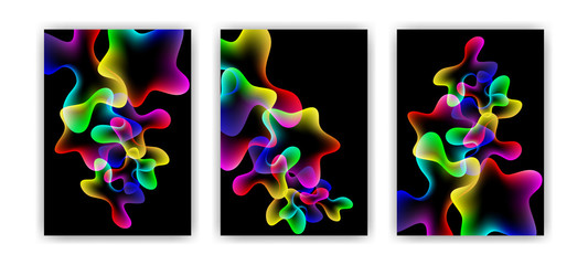 Fluid color covers set. Colorful bubble shapes with gradients. Trendy design.